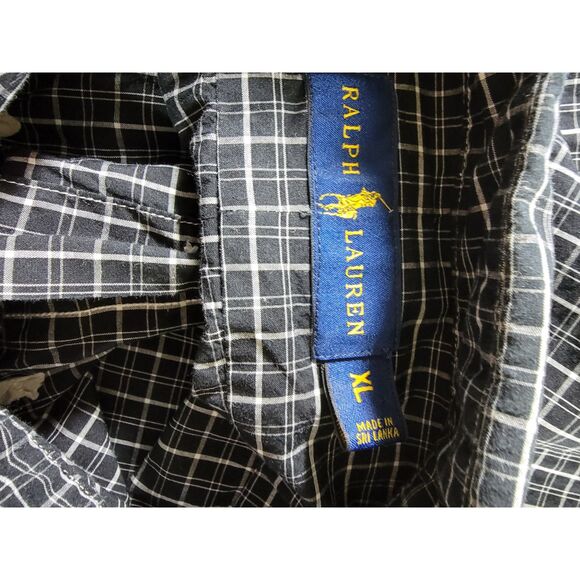 Ralph Lauren Plaid Black & White Long Sleeve Button Shirt - XL - Picture 6 of 8